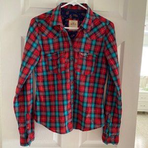 Hollister  Women Long Sleeve Shirt Plaid Button Down Size Medium